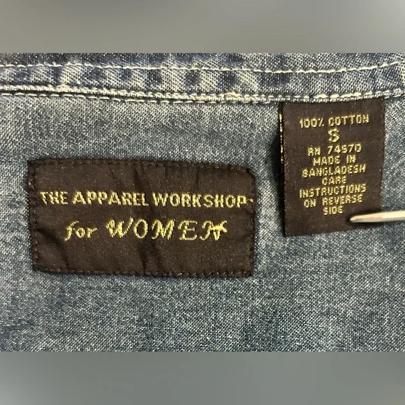 Denim Shirt Western Core Snap Button 100% Cotton Women’s Small - Picture 5 of 6